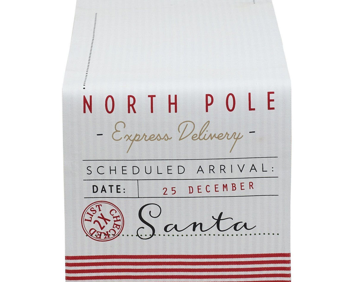 Santa's Workshop Christmas Tree Farm Sleigh Ride 100% Cotton 72" Table Runner