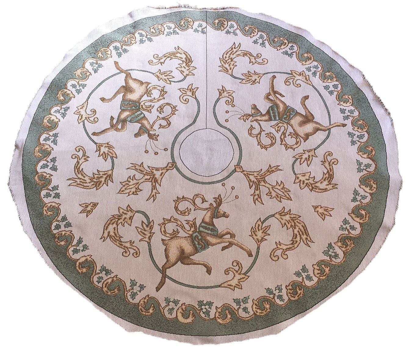 Prancing Deer Christmas Crafters Tapestry Tree Skirt Fabric Remnant