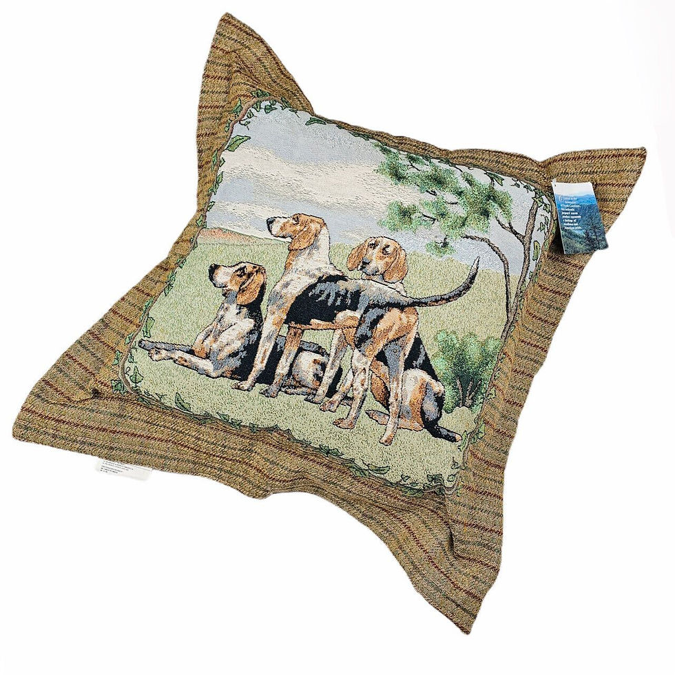 Fox Hunt Beagles Hunting Dogs Large Square Tapestry Pillow Plaid Flanged