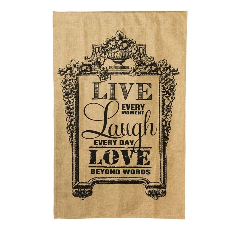 Live Every Moment, Laugh Every Day, Love Beyond Words Burlap House Flag