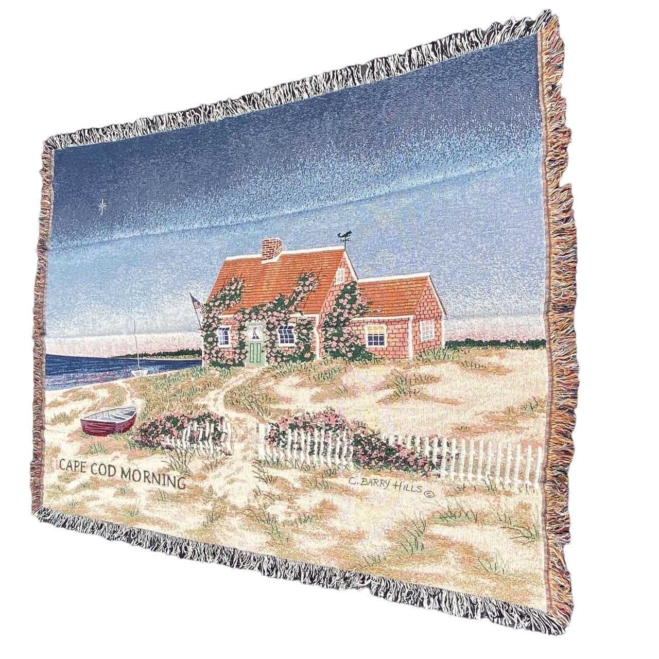Cape Cod Morning Massachusetts House by Ocean Tapestry Afghan Throw