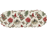 Nature Sings ~ Christmas Cardinals and Holly Quilted Table Runner 13"x54"