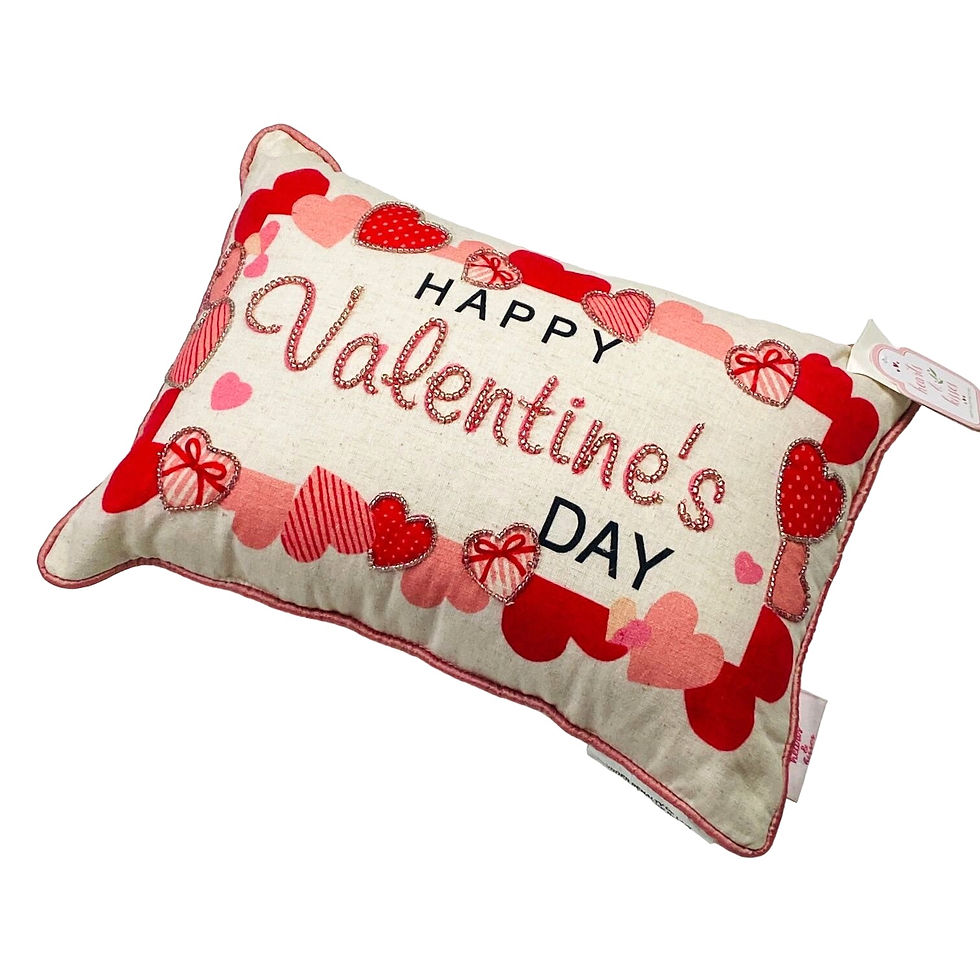 Hugs & Kisses Happy Valentine's Day Love Hearts Beaded 12in Toss Pillow
