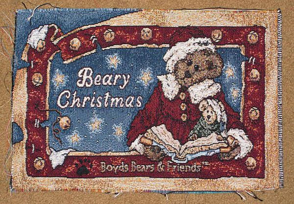Boyds Bears Beary Christmas Crafter Unfinished Tapestry Word Pillow Fabric Piece