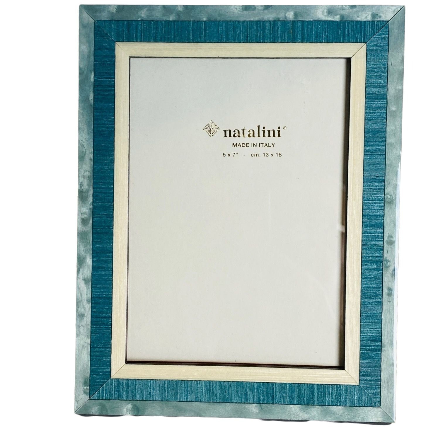 Natalini Made in Italy Italian 5"x7" Blue Ivory Wood Picture Frame Marquetry