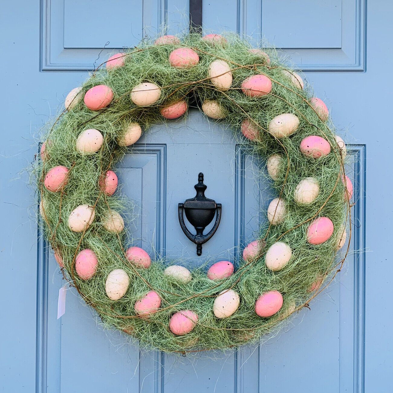 Easter Eggs in Grass Pink & Brown 22" Round Door Wreath or Wall Decor