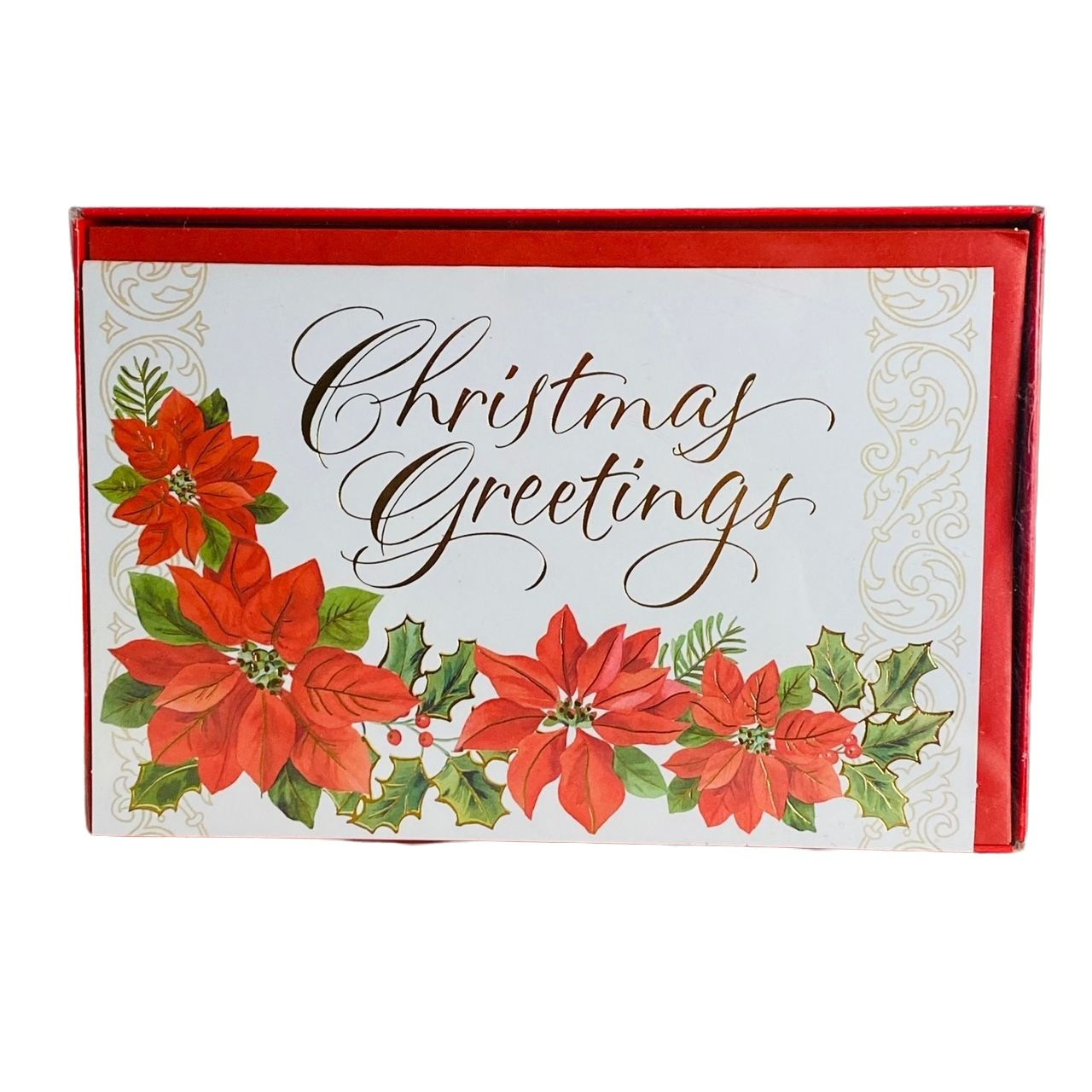 American Greetings Christmas Greetings Poinsettia Boxed Christmas Cards Set 16