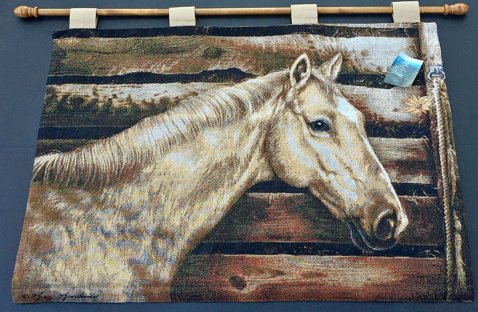 Inside The Stall ~ Horse Tapestry Wall Hanging ~ Artist, Greg Giordano