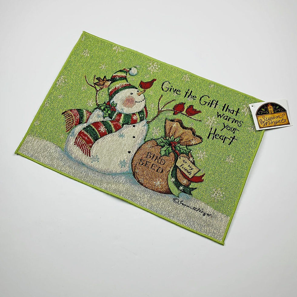 Christmas Snowman Cardinals Give Gift That Warms Heart Single Tapestry Placemat