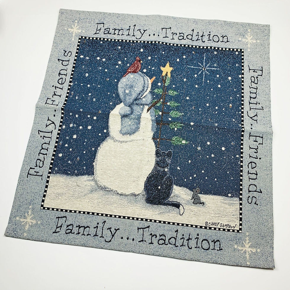 Family Tradition Friends Snowman Cat Cardinal Christmas Tapestry Wall Hanging