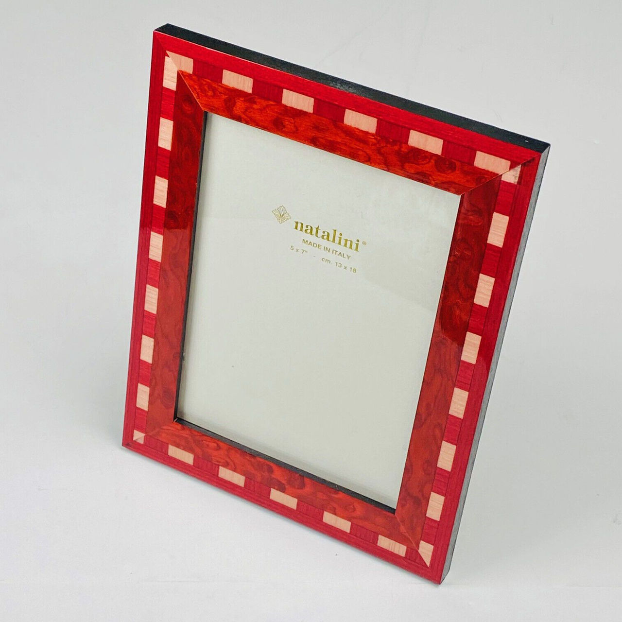Natalini Made in Italy Italian 5"x7" Red Wood Picture Frame Marquetry