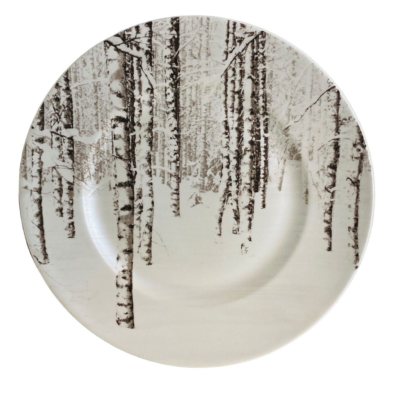 Robert Stanley Snowy Birch Trees Christmas Porcelain Dinner Plates Set of 4