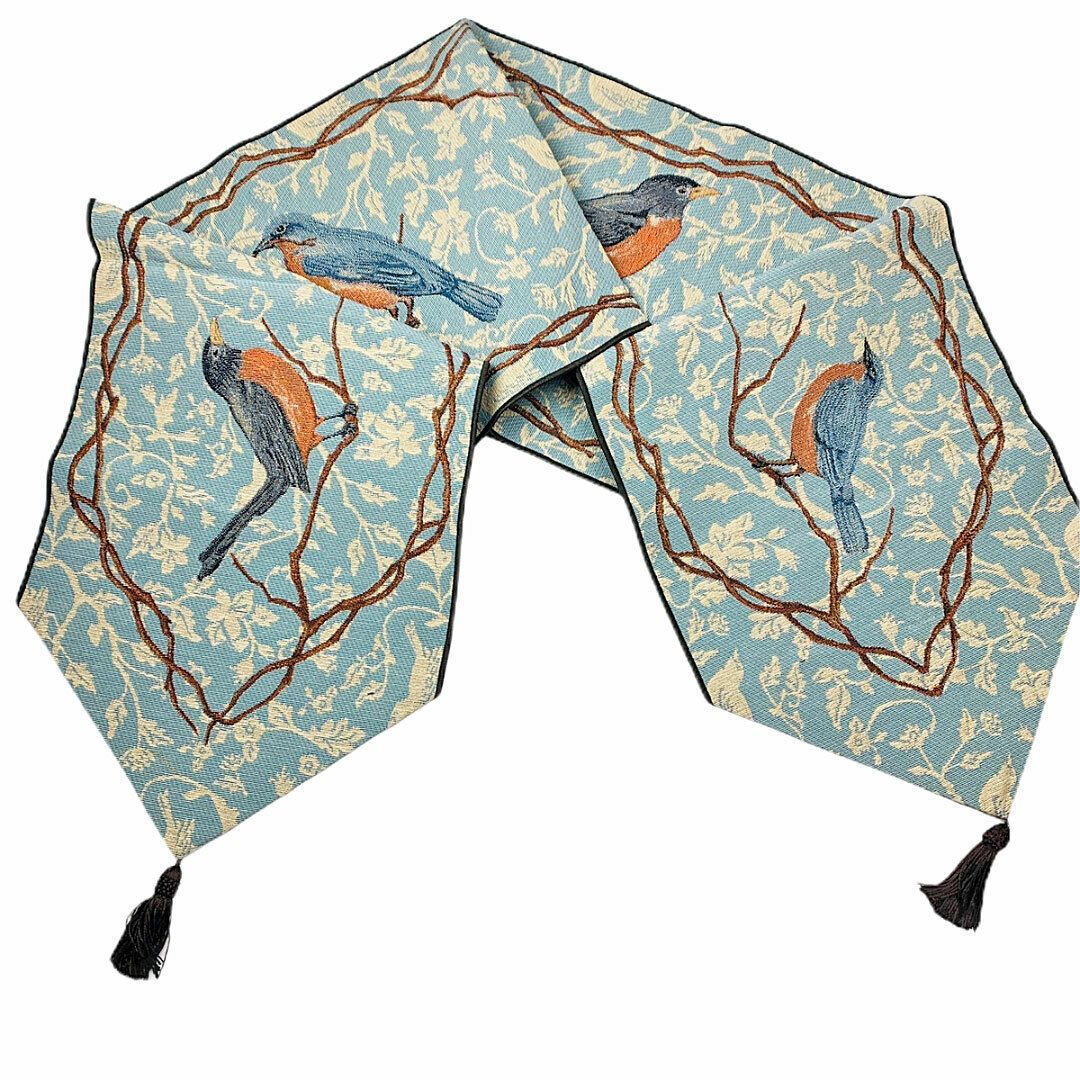 Flying High Birds American Robins Songbirds 72" Tapestry Table Runner