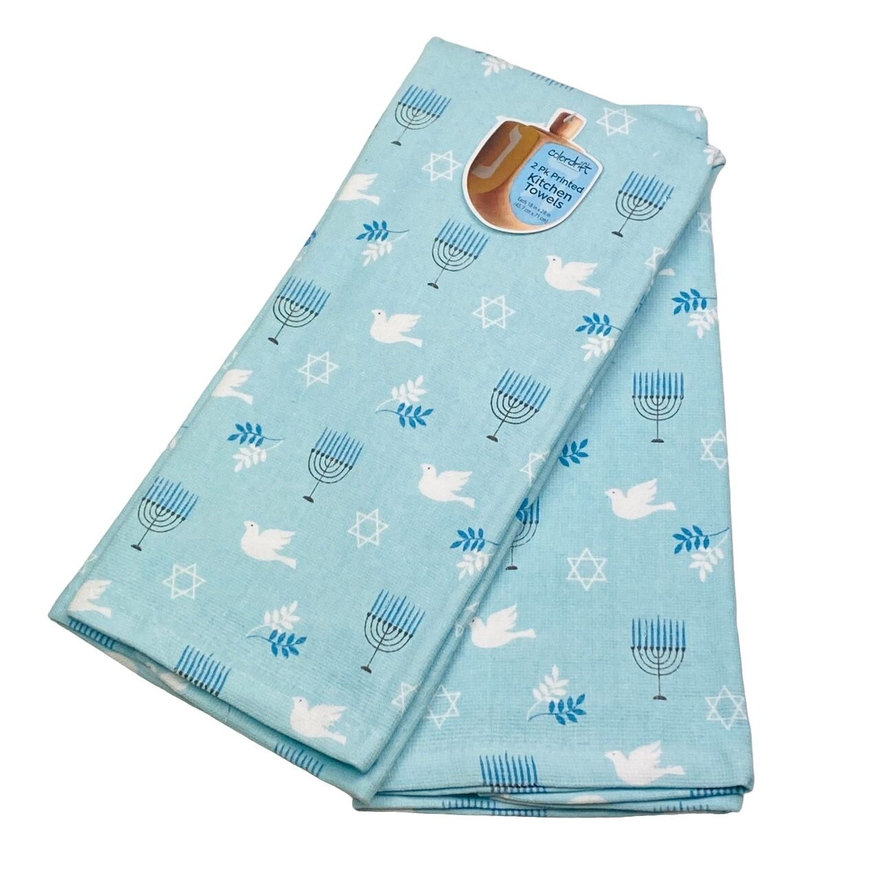 Colordrift Hanukkah Star of David Menorah Jewish Printed Kitchen Towels Set of 2