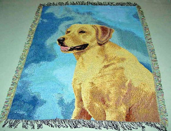 Yellow Lab ~ Yellow Labrador Retriever Tapestry Afghan Throw ~ by Linda Picken
