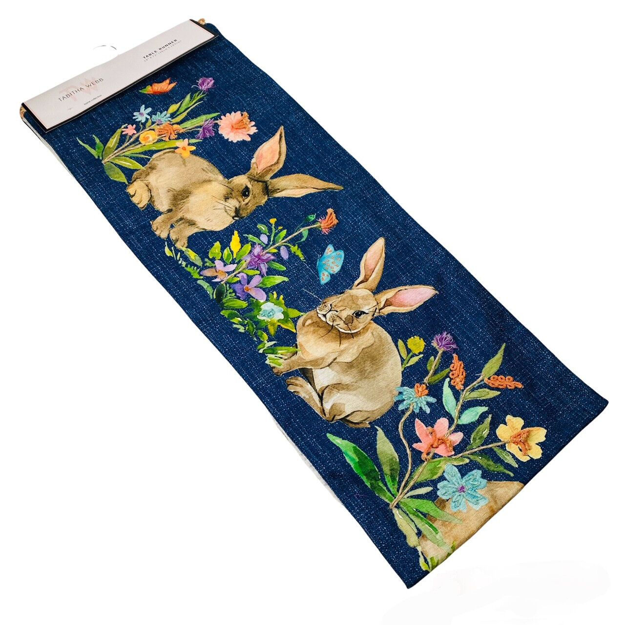 Tabitha Webb Easter Bunnies Bunny Rabbits & Spring Flowers 72" Table Runner
