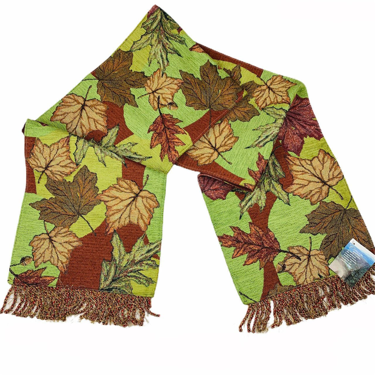 Let Us Give Thanks Autumn Maple Leaves Colors of Fall 72" Tapestry Table Runner