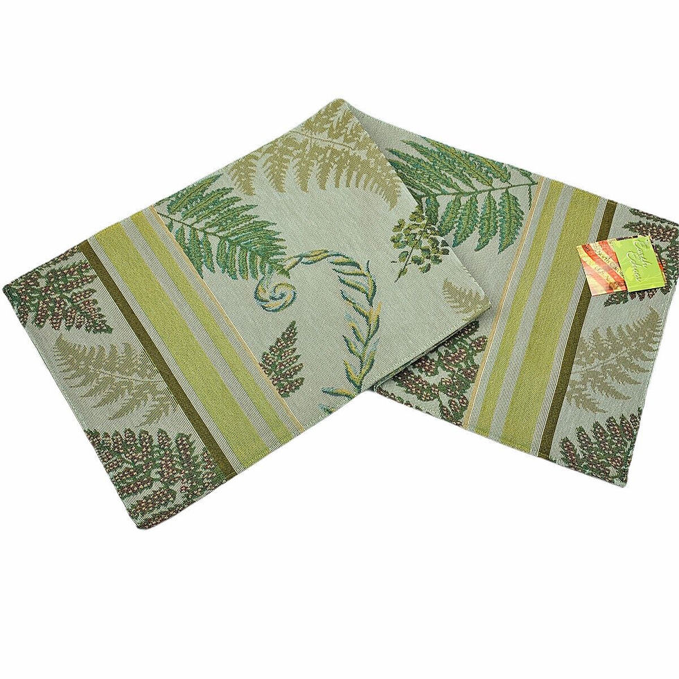 Thumbnail: Fanciful Fern Leaves Nature Earth Echoes Reversible 36.5" Tapestry Table Runner