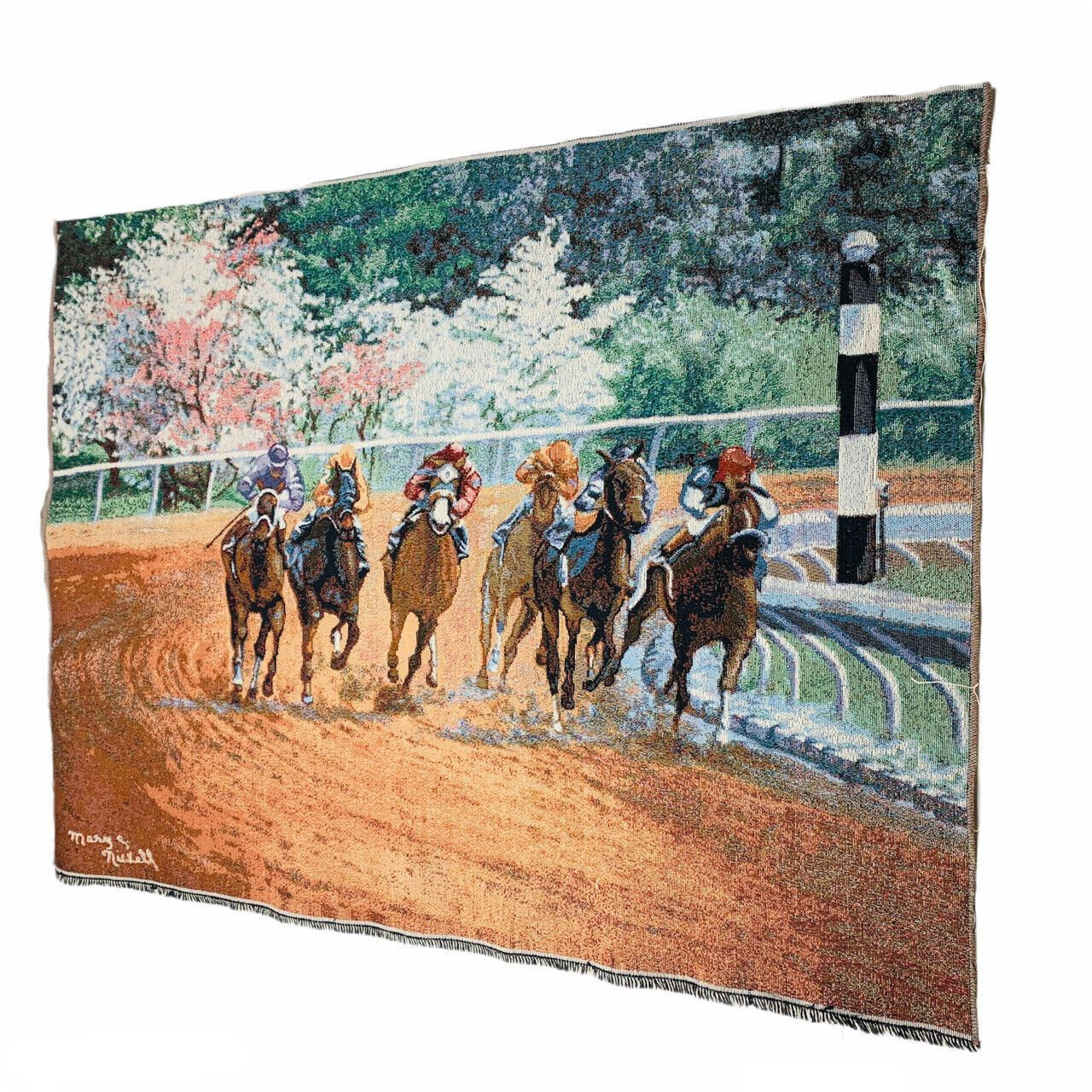Silks of The Field Horse Racing Crafters Tapestry Wall Hanging Fabric Remnant