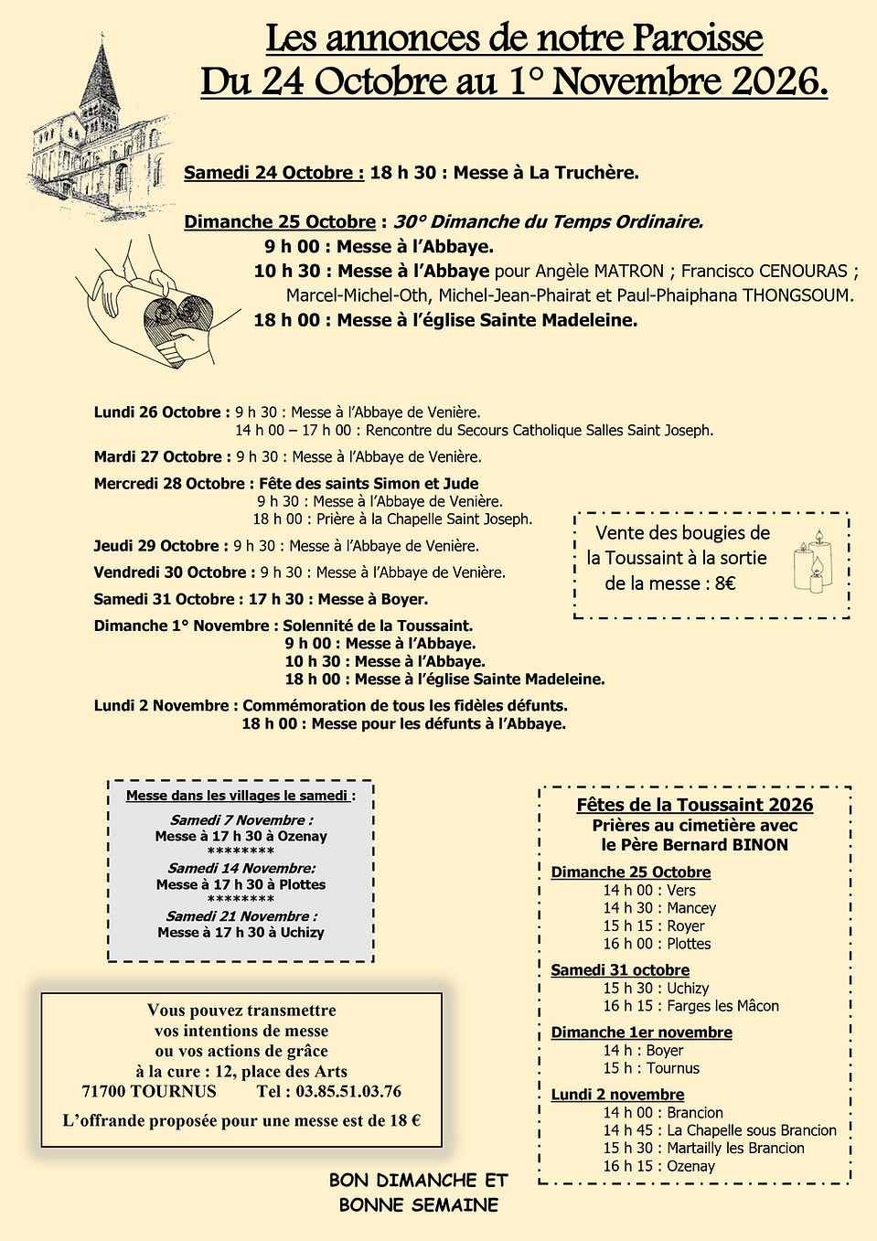 feuille paroissiale 25 octobre saint philibert tournus