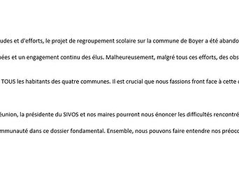 Lettre de mobilisation contre l'abandon du projet d'école