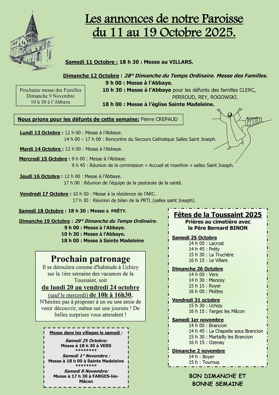 feuille paroissiale dimanche 12 Octobre 2025 saint philibert tournus 71