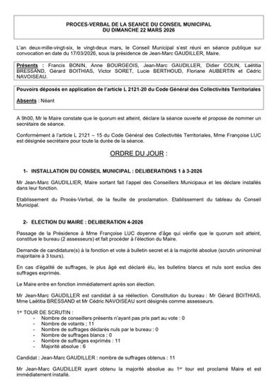 Compte rendu conseil municipal du 22 mars