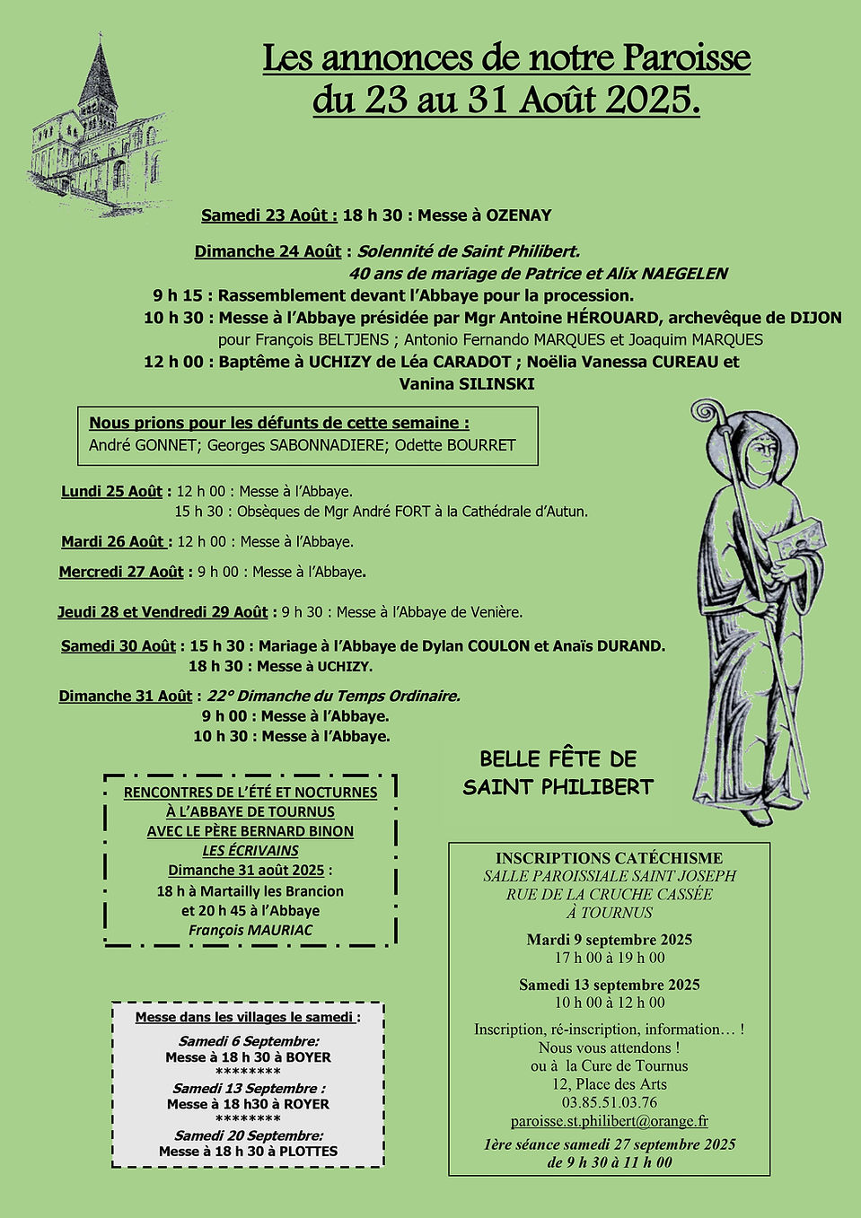 feuille paroissiale dimanche 24 Août 2025 paroisse saint philibert tournus