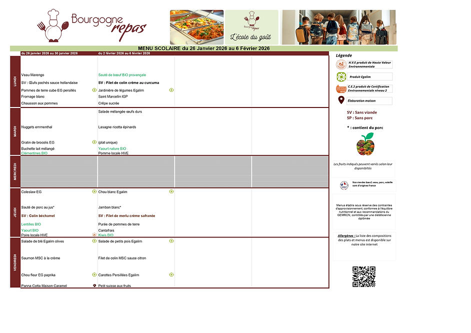 menu 02 au 06 fevrier ecole primaire privee chagny 71