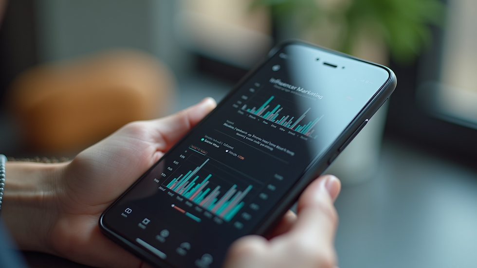 Close-up view of a smartphone displaying influencer marketing analytics