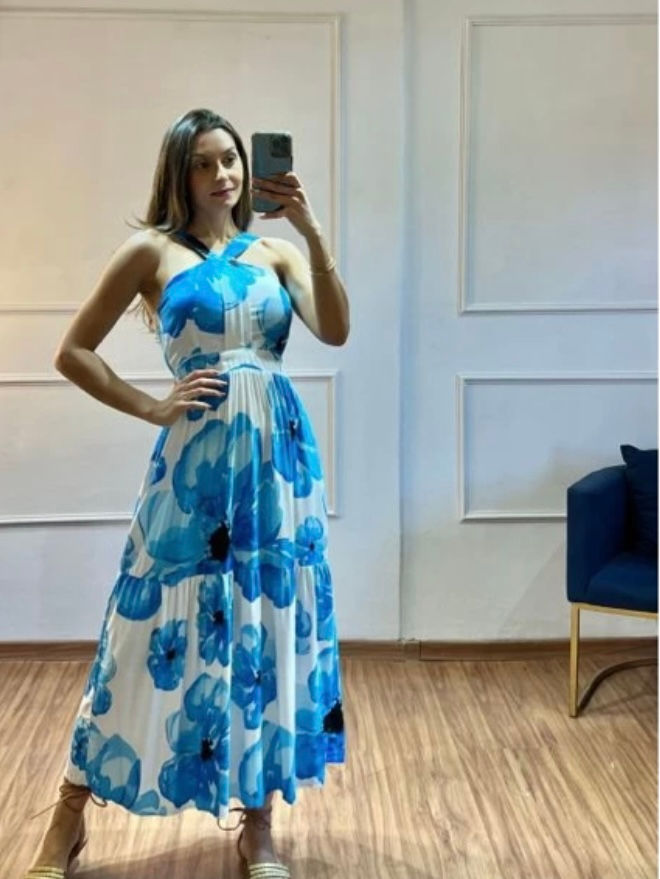 Miniatura: Vestido longo em V 