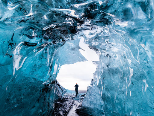 Inside a glacier cave in Iceland
