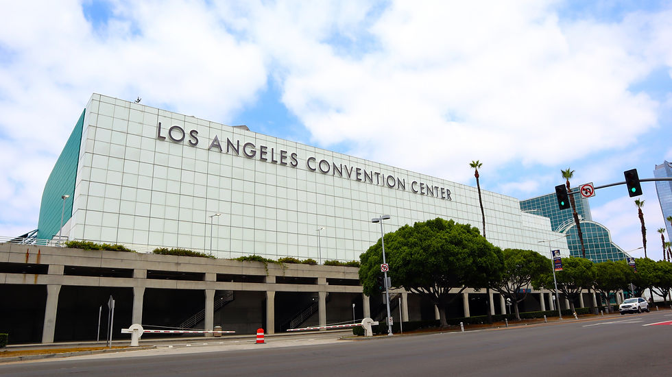 Exterior view of the Los Angeles Convention Center in downtown Los Angeles.