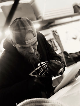 Owner buffing on a boat