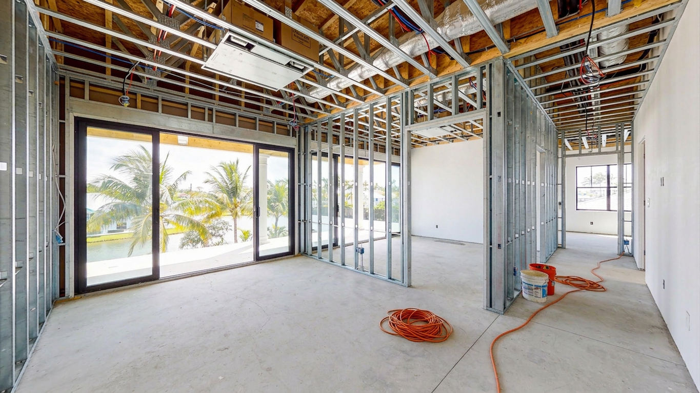 metal stud framing Broward interior build out wall ceiling structure