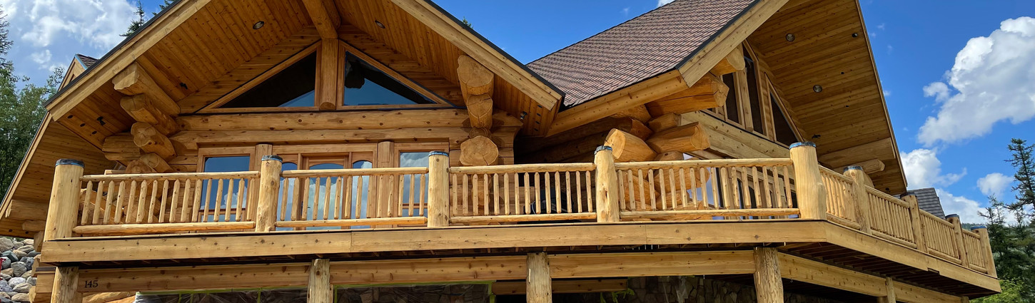 Log cabin home fully refinished by Miami wood finishing contractor near me.