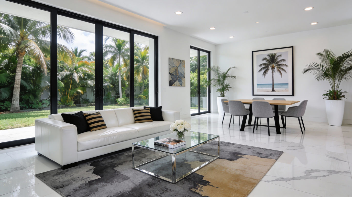 living room painting Miami modern interior smooth walls