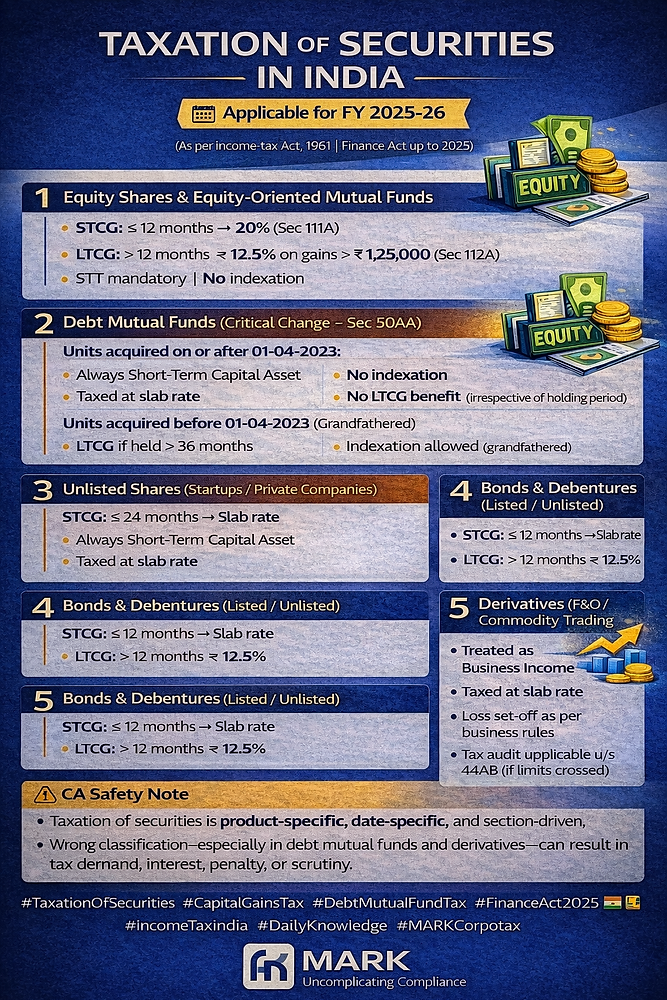 Taxation of Securities in India (FY 2025–26): A Complete & Practical Guide