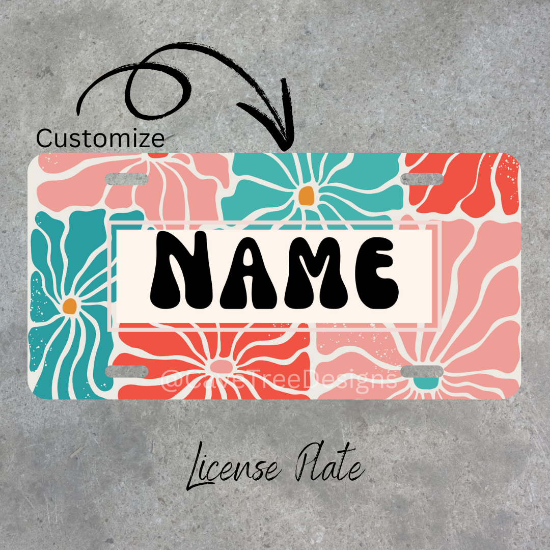 Summer Flowers Personalized - License Plate