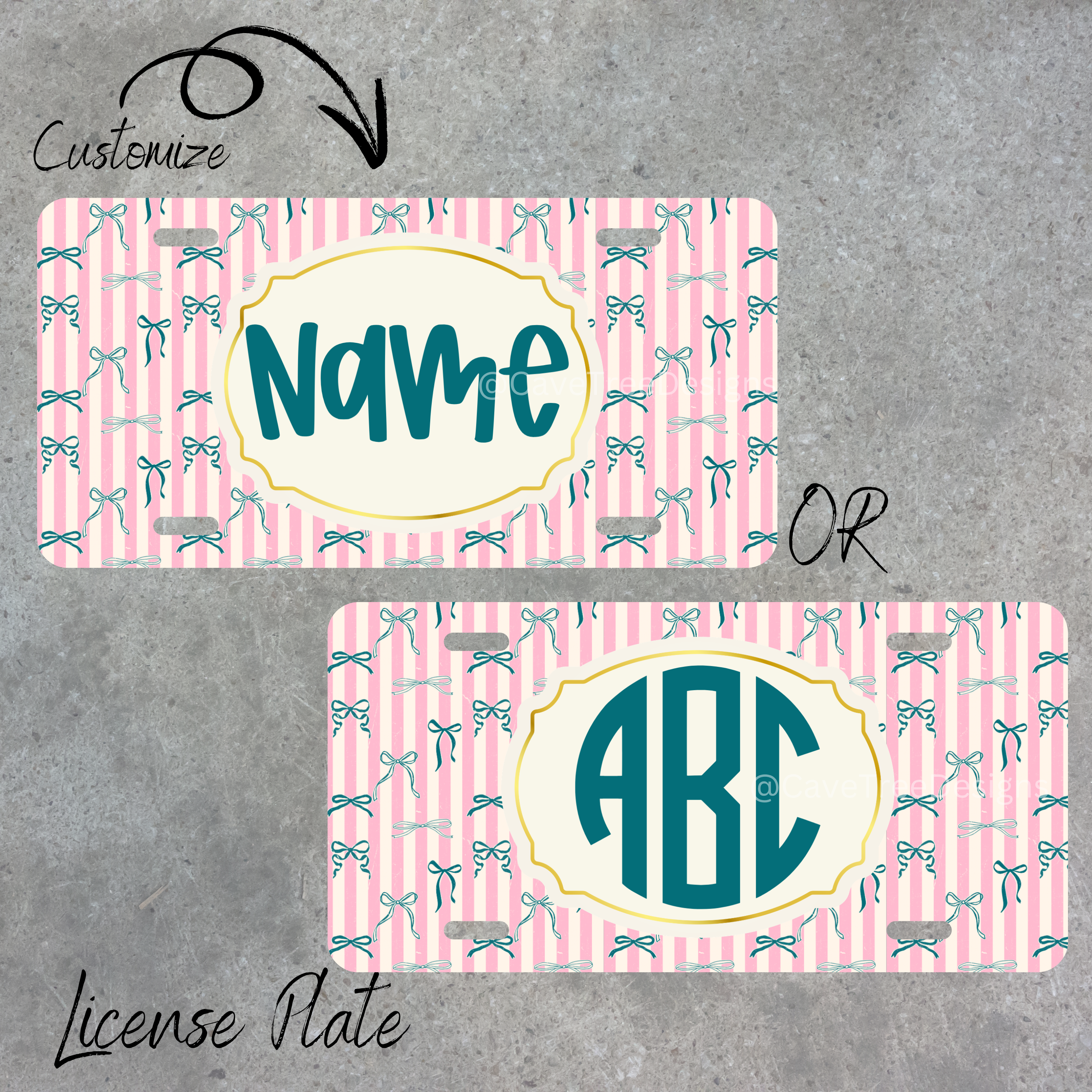 Blue Bows - License Plate