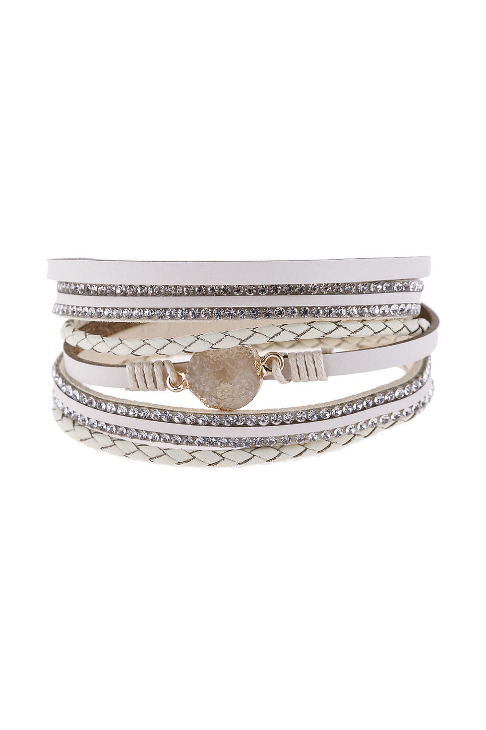 Thumbnail: Rhinestone Encrusted Druzy Wrap Bracelet