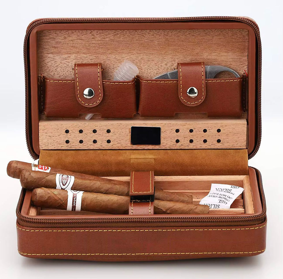 Miniatura: TEAK LEATHER CIGAR CASE TRAVEL 