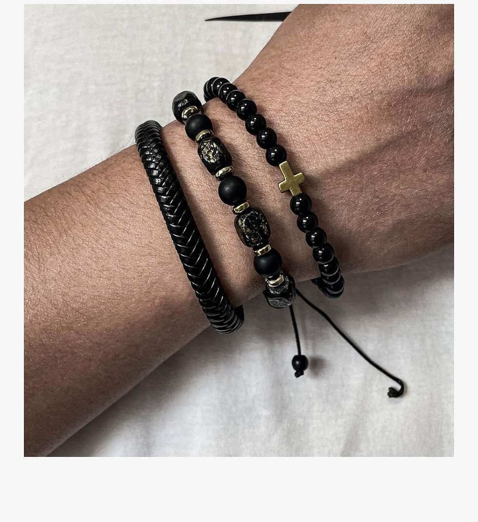 Miniatura: MEN’S BLACK LEATHER BRACELET CASUAL 