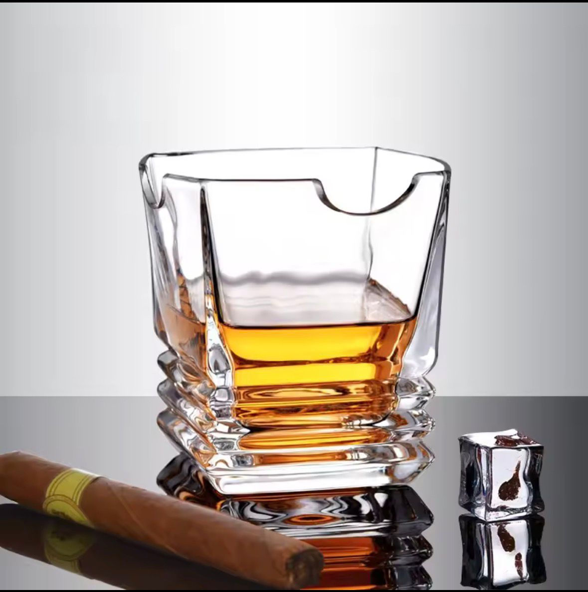 Cigar Whiskey Glasses -12oz Old Fashioned Glass with Integrated Cigar