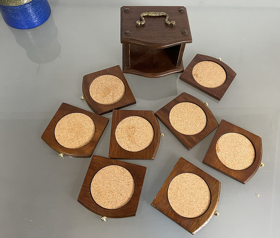 Thumbnail: Vintage Swedish Teak Coaster Set of 8 in a Wooden Case