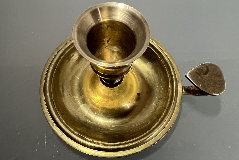 Thumbnail: Vintage Swedish Brass Candle Holder with a Heart Shape on the Handle