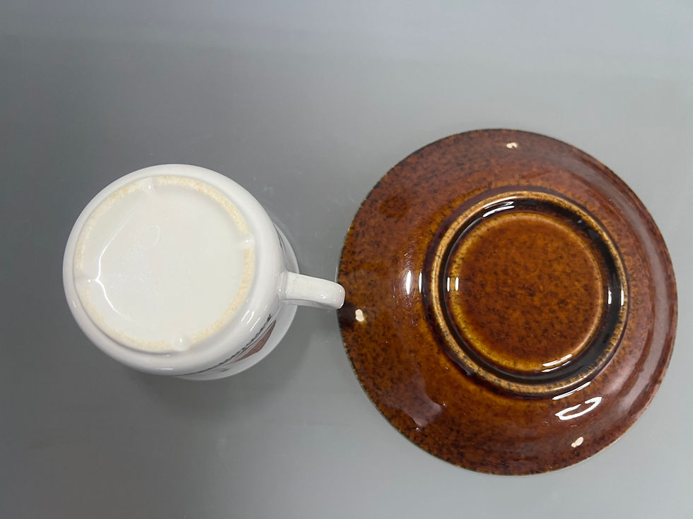 Thumbnail: Gefle, Groblad (Brown), Coffee Cup with Saucer by Barbro Löfgren-Örtendahl