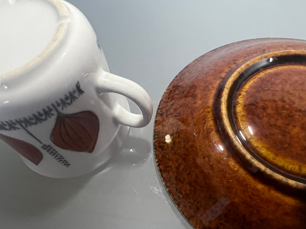 Thumbnail: Gefle, Groblad (Brown), Coffee Cup with Saucer by Barbro Löfgren-Örtendahl