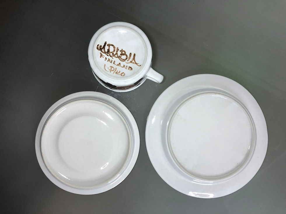 Thumbnail: Arabia Rosmarin Tea Cup Set with Dessert Plate By Ulla Procope