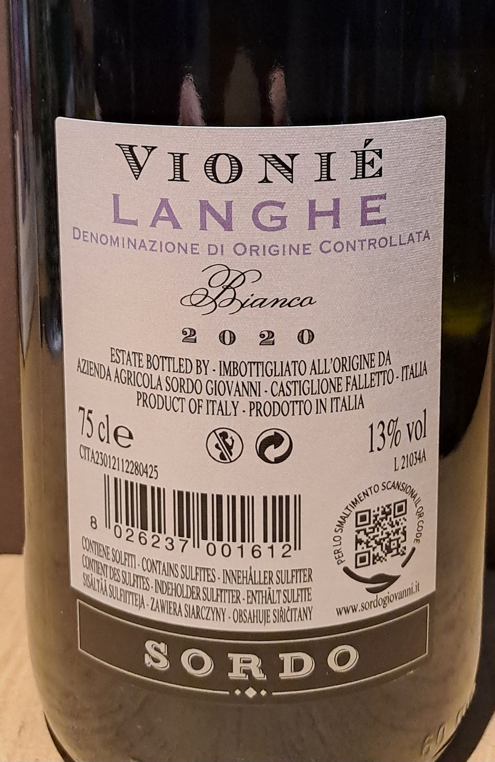 Thumbnail: VIONIE' LANGHE BIANCO DOC SORDO